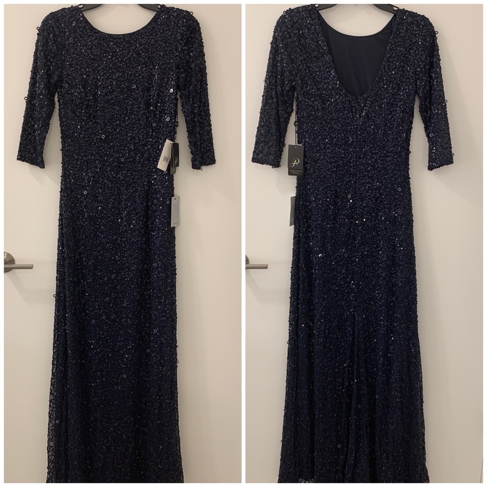 NWT Adrianna Papel Scoop Back Sequin Gown